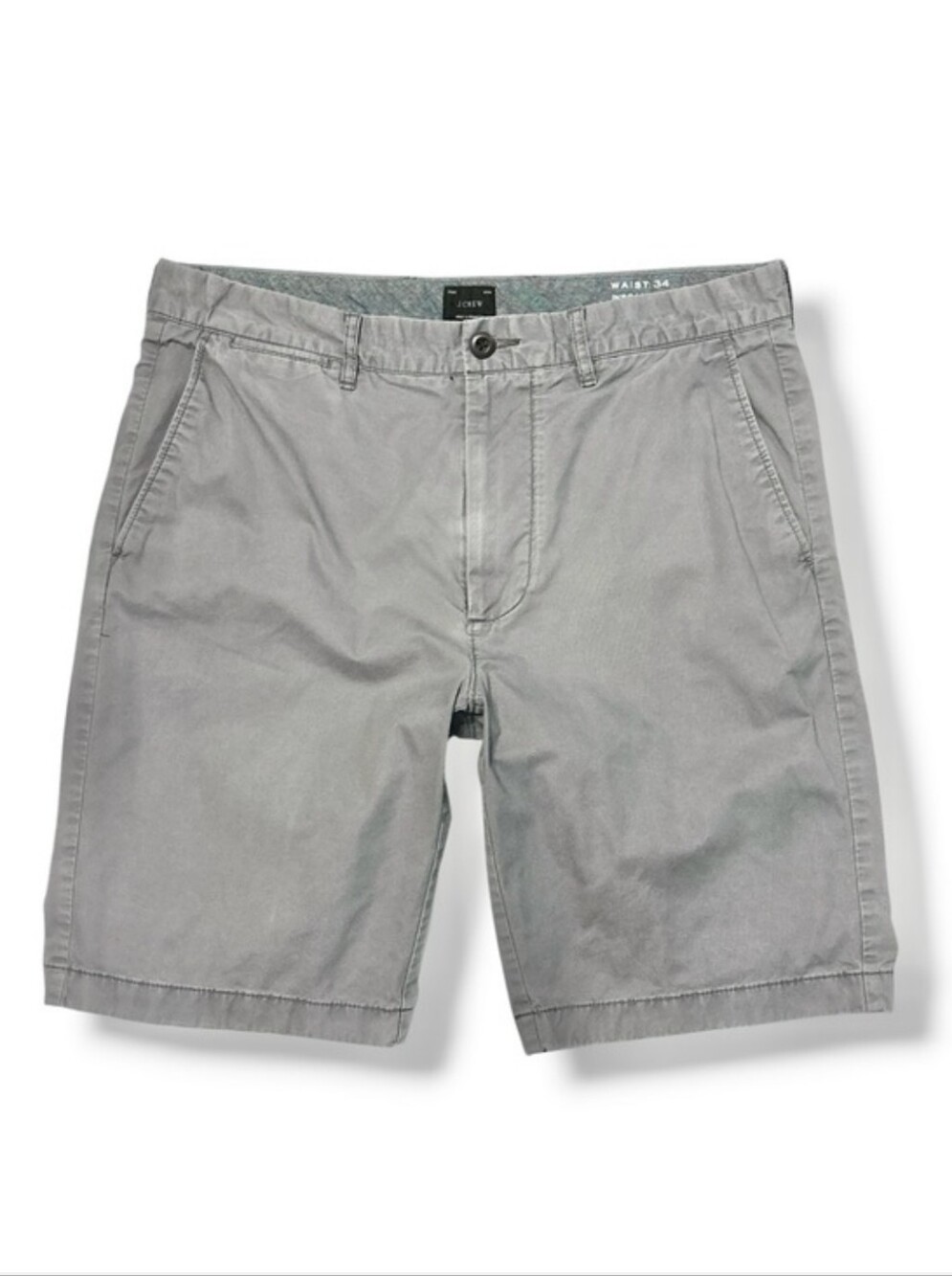 J. CREW Grey Stretch Chino Flat Front Shorts 10.5” Inseam Size 34